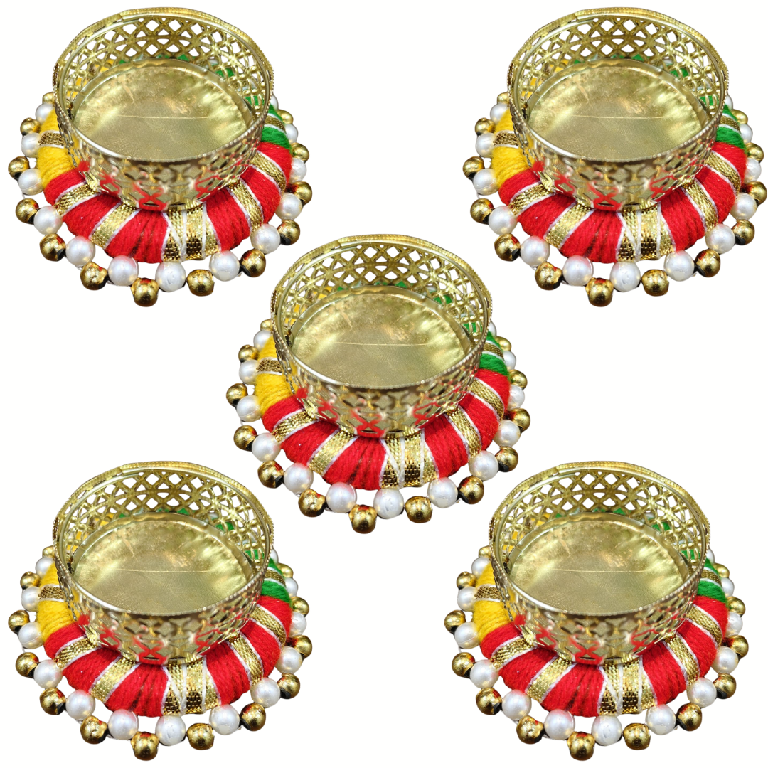 Fancy Metal Diwali Diya - Set of 5 pcs