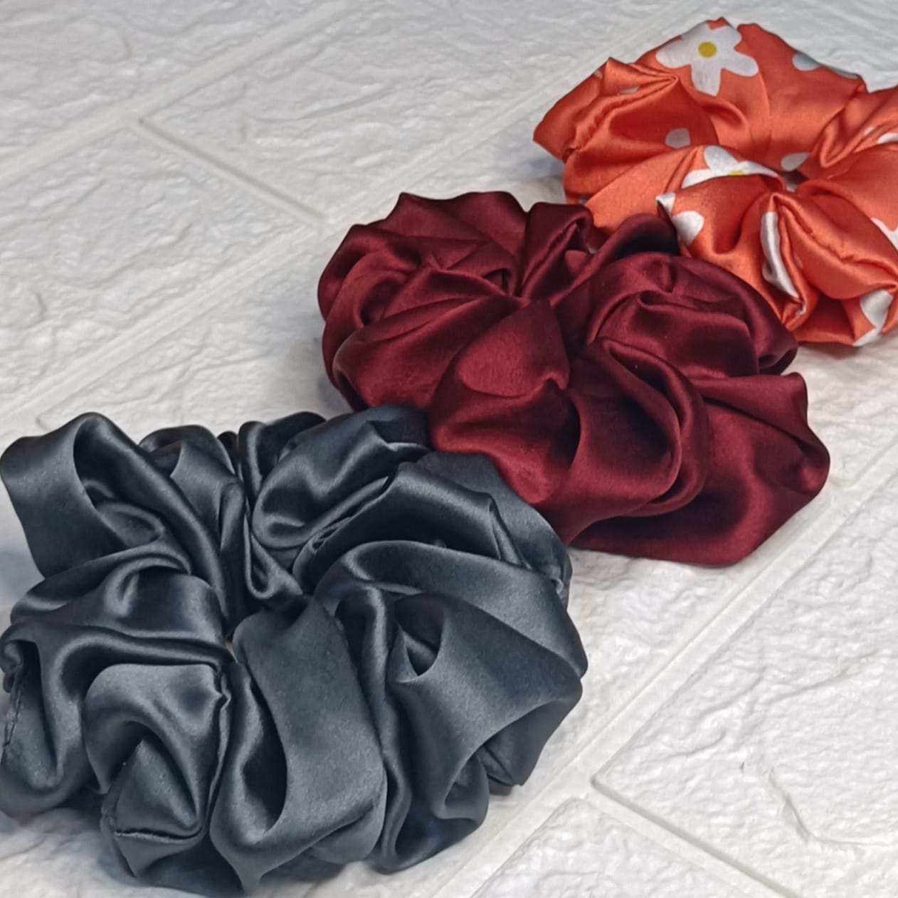 Mahika Satin Scrunchies - Set of 3