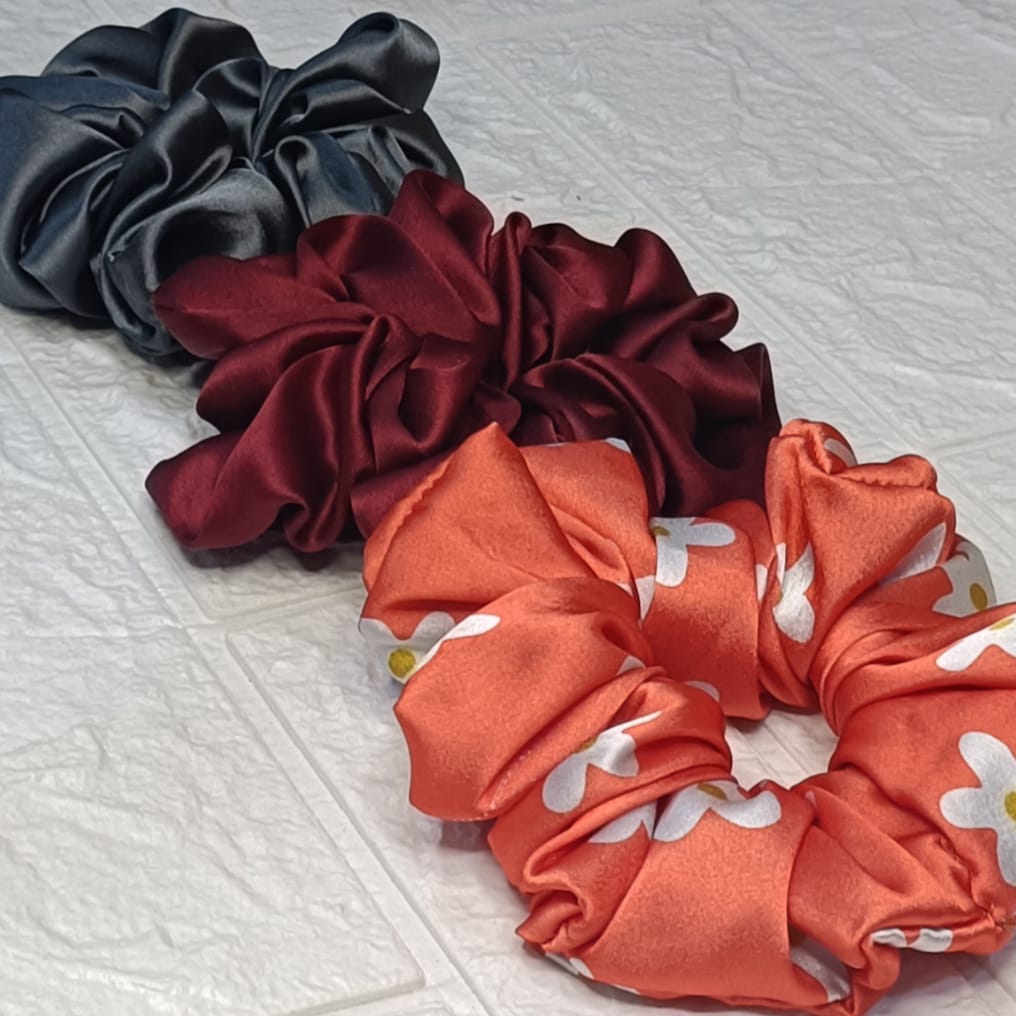 Mahika Satin Scrunchies - Set of 3