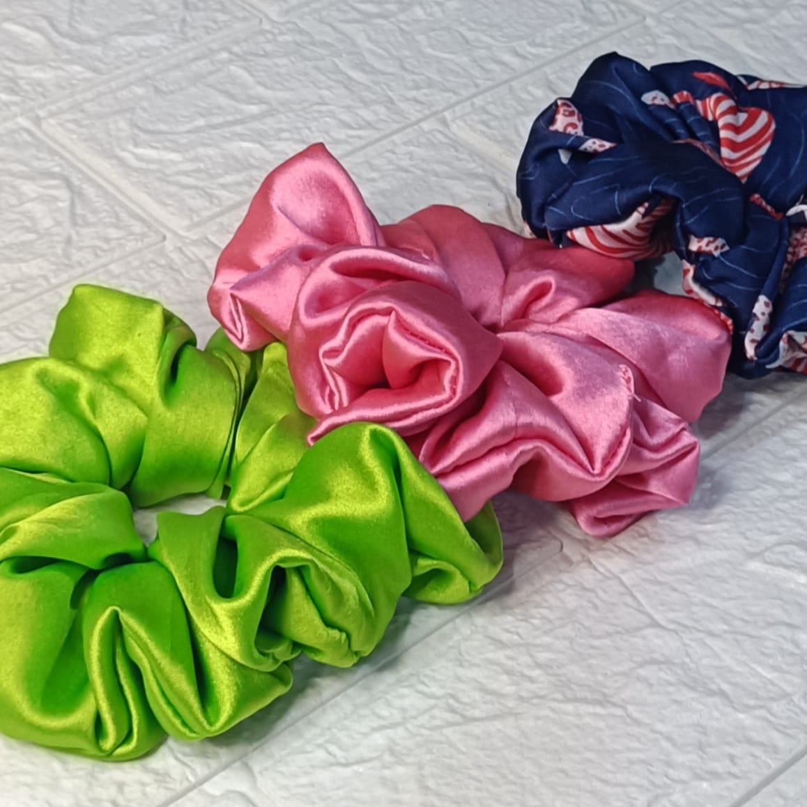 Colour Pop Satin Scrunchies Set of 3