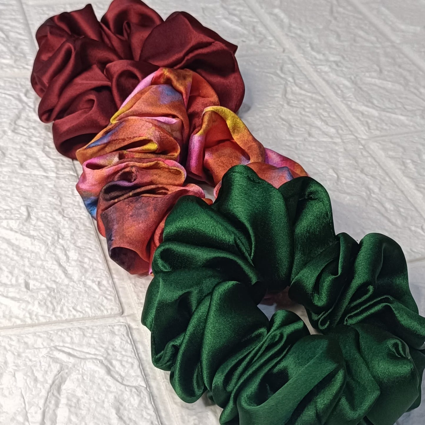 Harita Satin Scrunchies - Set of 3