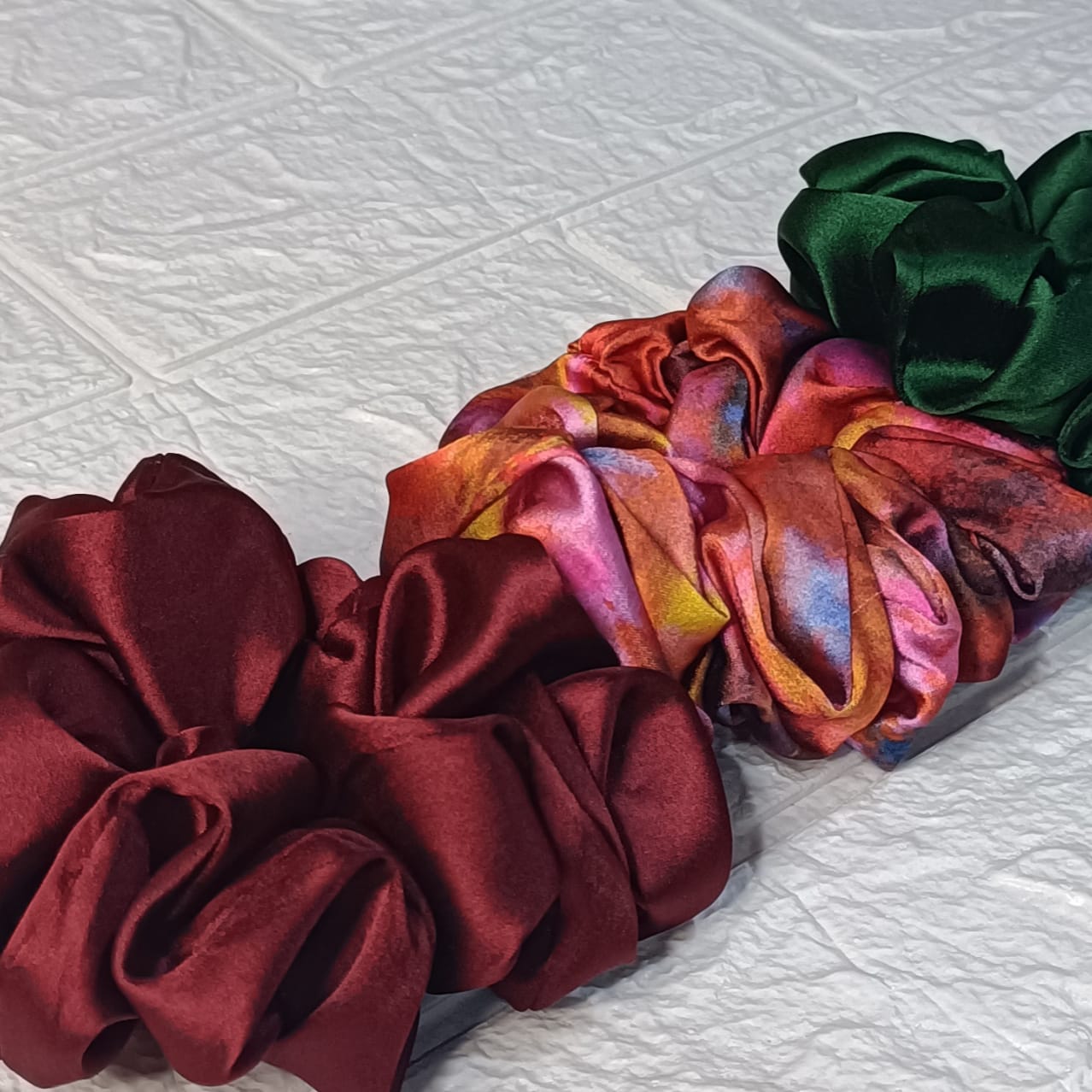 Harita Satin Scrunchies - Set of 3