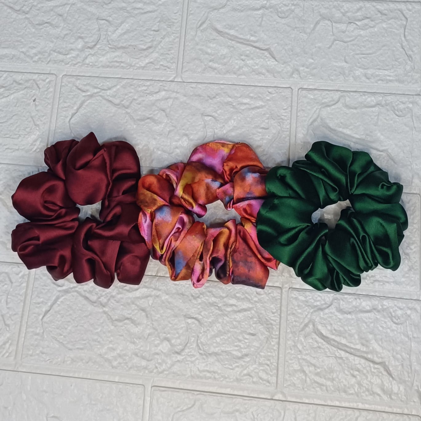 Harita Satin Scrunchies - Set of 3