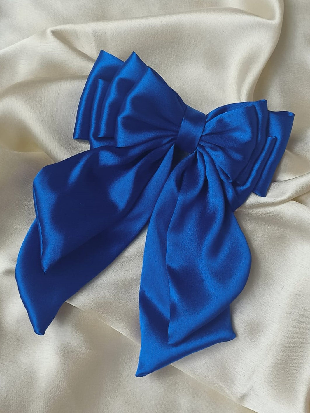 Amelia Layered Bow - Royal Blue Satin