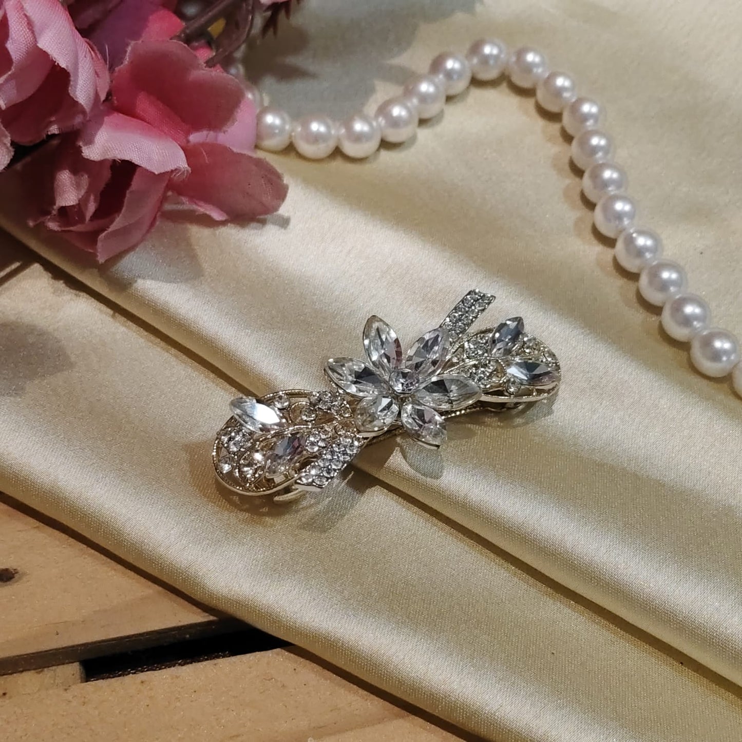 Flower Crystal Hair clip For Women- 1pc