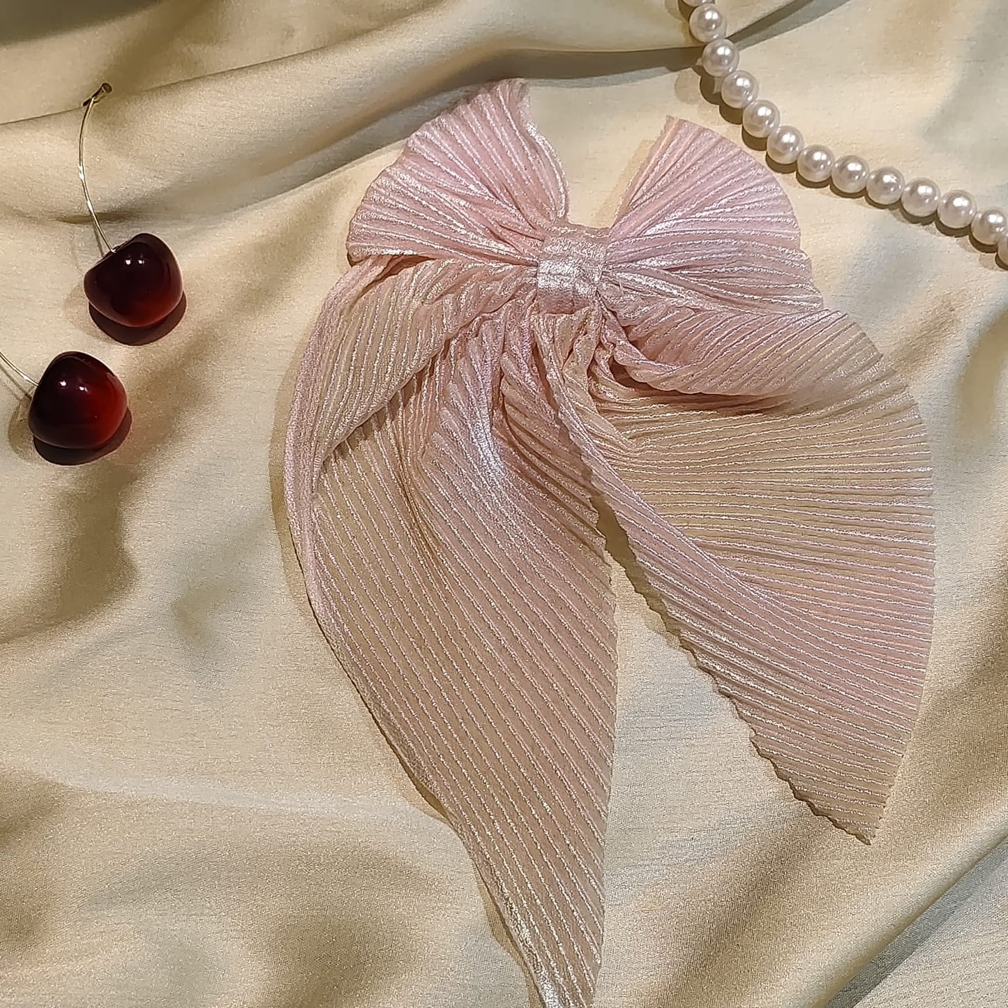 Pink Shimmer Bow For Women & Girls - 1pc