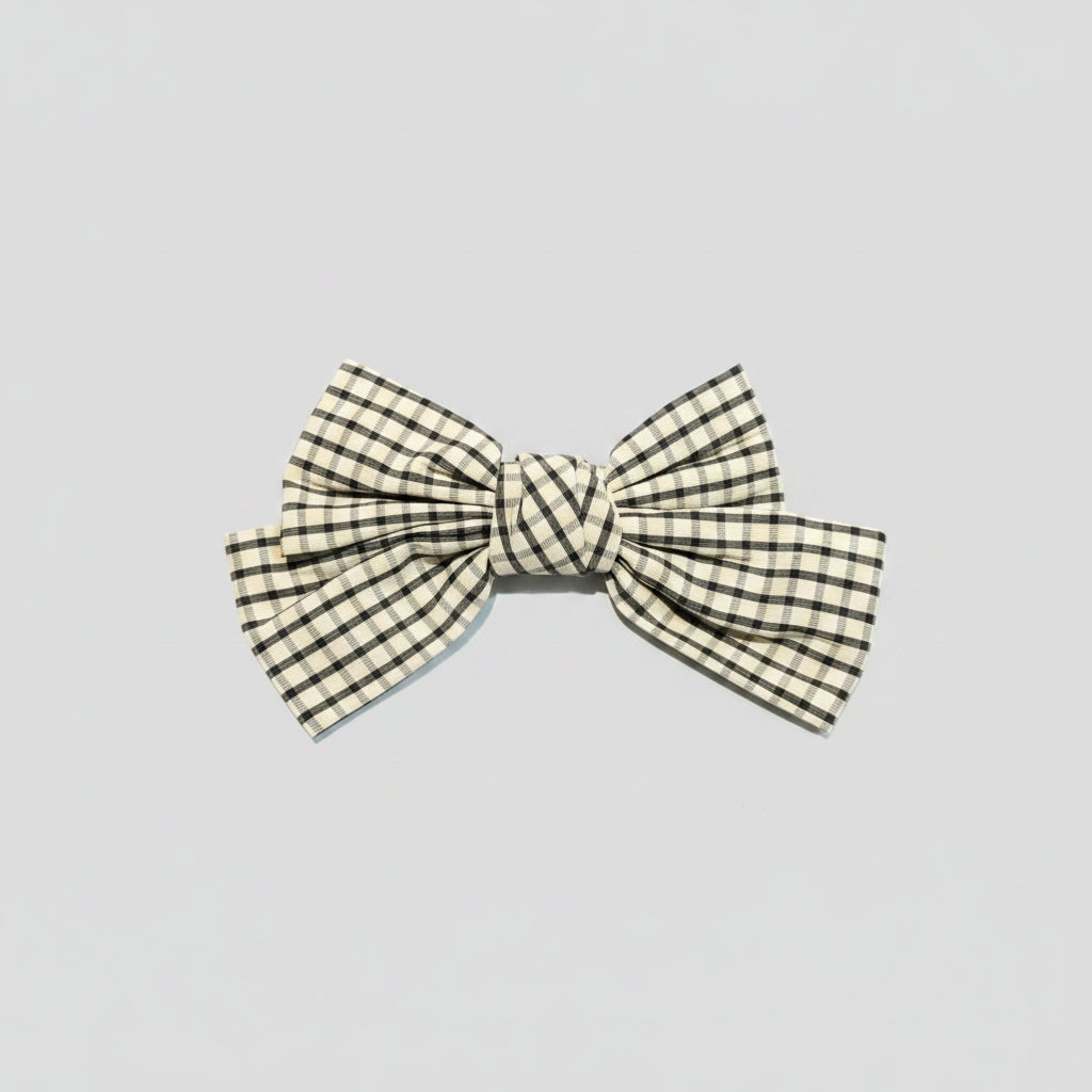 Yellow Checks Bow For Women & Girls - 1pc