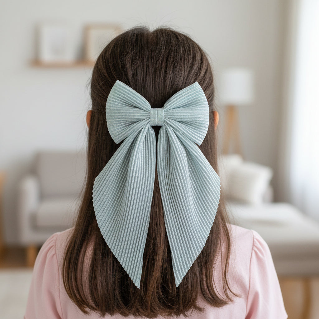 Blue Shimmer Bow For Women & Girls - 1pc
