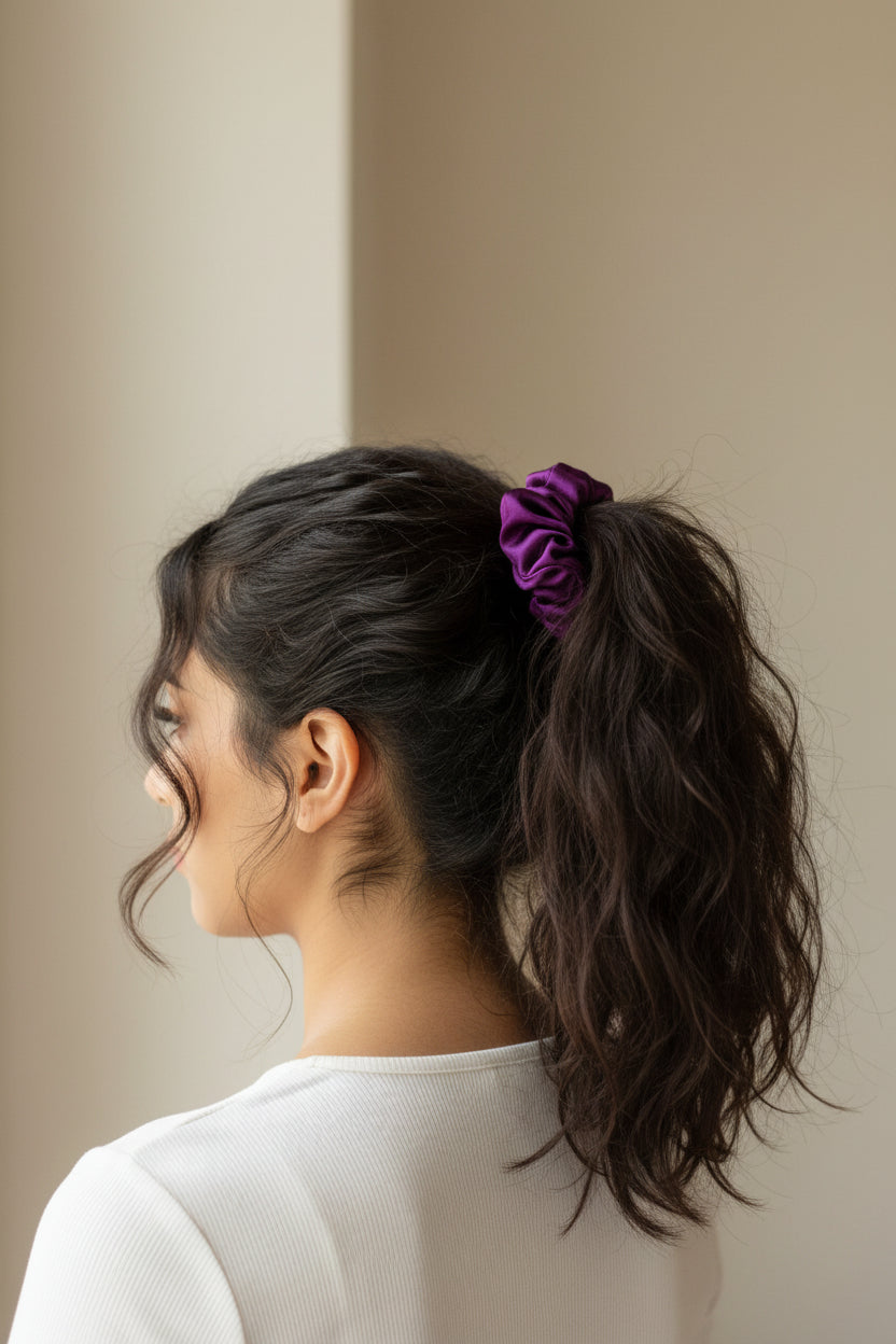 Purple Satin Scrunchie - 1 pc