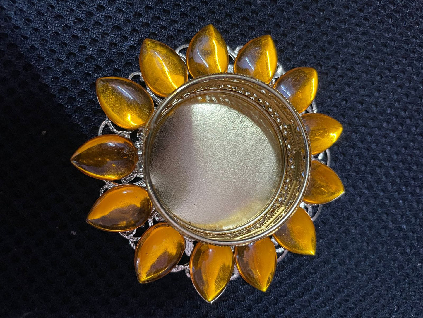 Fancy Metal Diya - Yellow - Set of 5 pcs