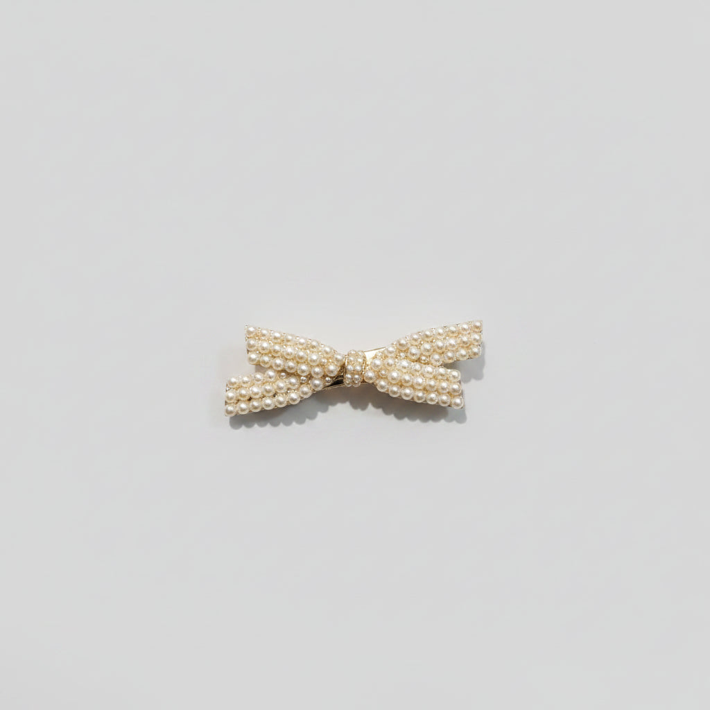 White Pearl Bow Hair Clip For Women & Girls - 1 pc