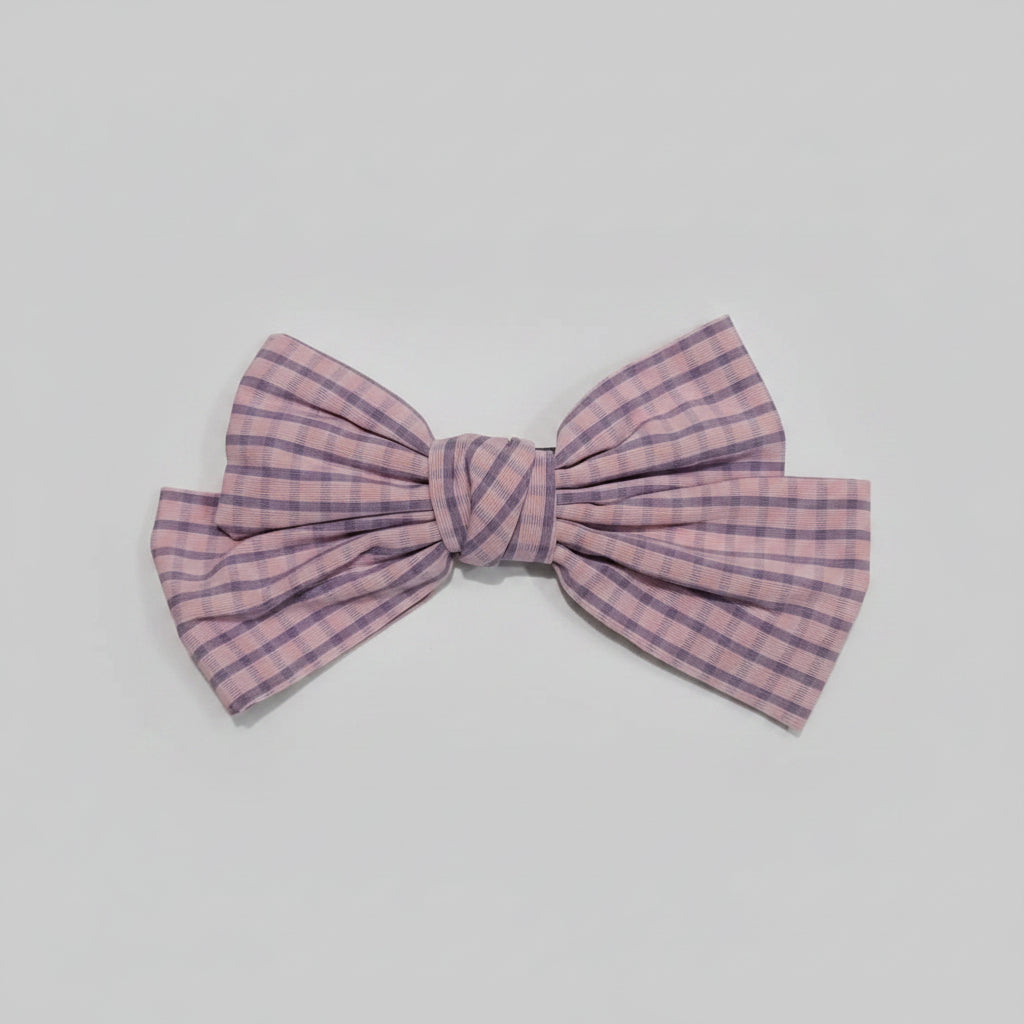 Checks Bow Pink and Blue For Women & Girls - 1pc
