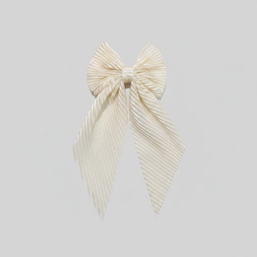 Beige Shimmer Bow For Women & Girls - 1pc