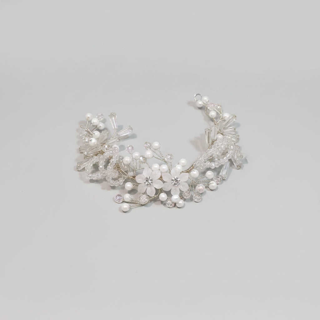 Pearl & Crystal Hair Brooch For Women - 1pc