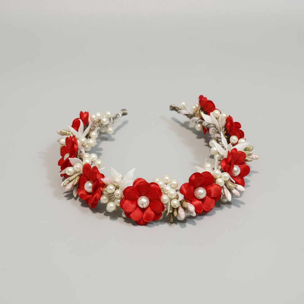Red Flower Hair Brooch For Women - 1pc