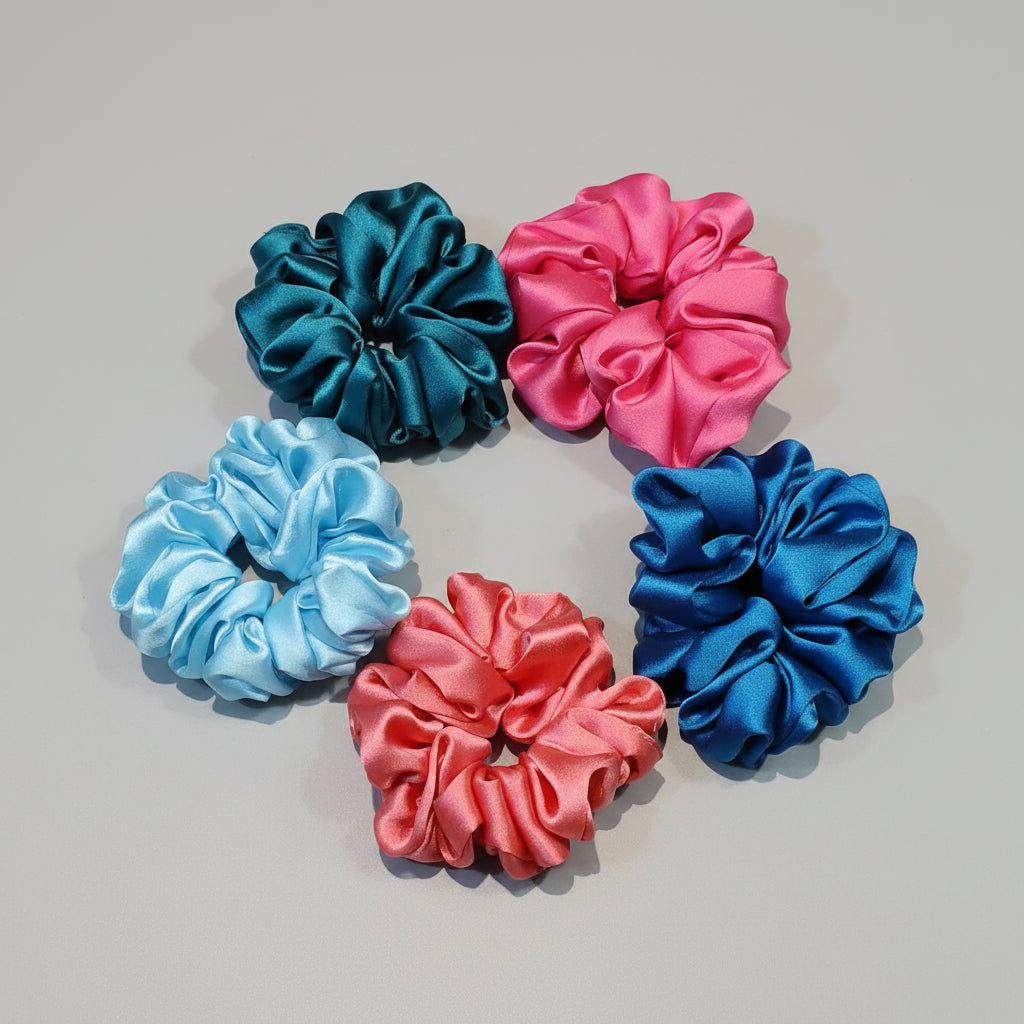 Satin Scrunchies Daily Wear Colors - set of 5