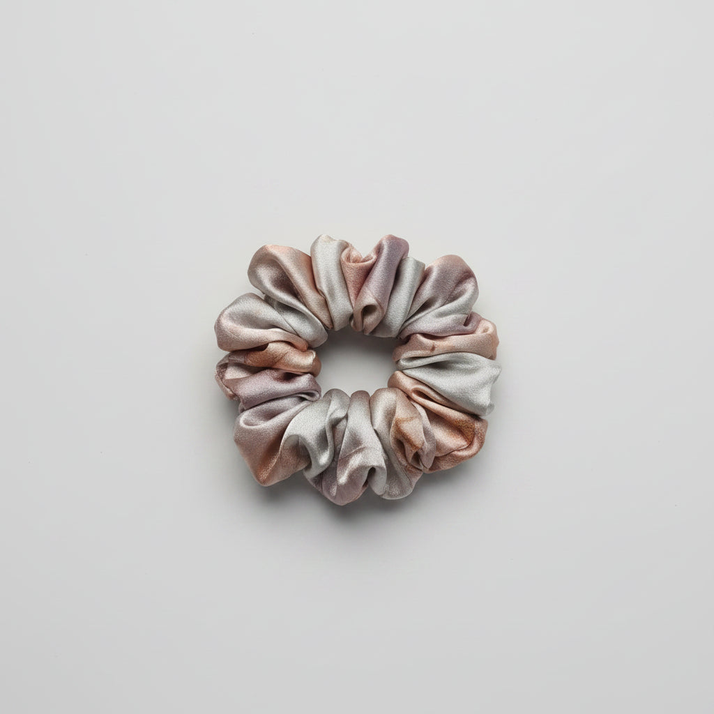Satin Scrunchie Beige Marble Print - 1 pc