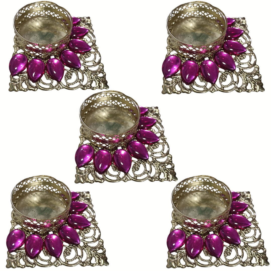 Fancy Diwali Diya - Pink - Set of 5 pcs