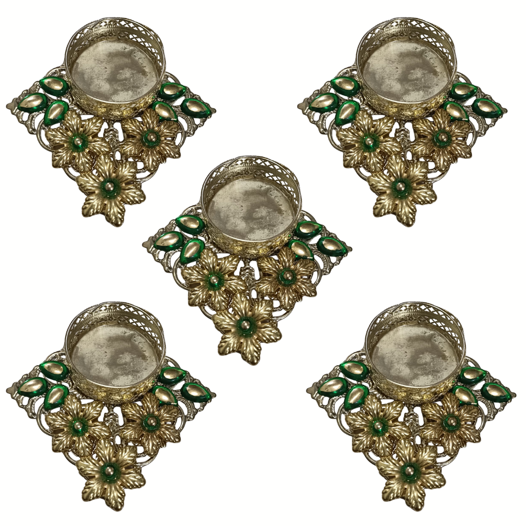 Fancy Metal Diya - Set of 5 pcs