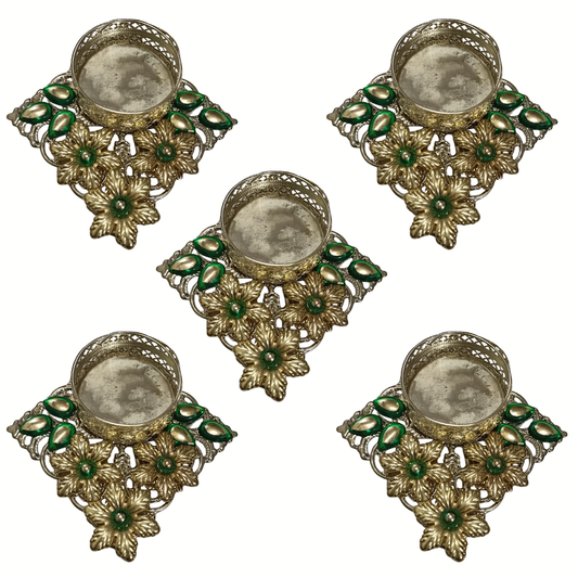 Fancy Metal Diya - Set of 5 pcs