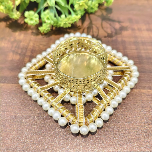 Fancy Diwali Diya - Gold & Pearl - Set of 5 pcs