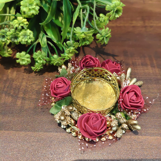 Fancy Diwali Diya - Red Roses - Set of 5 pcs