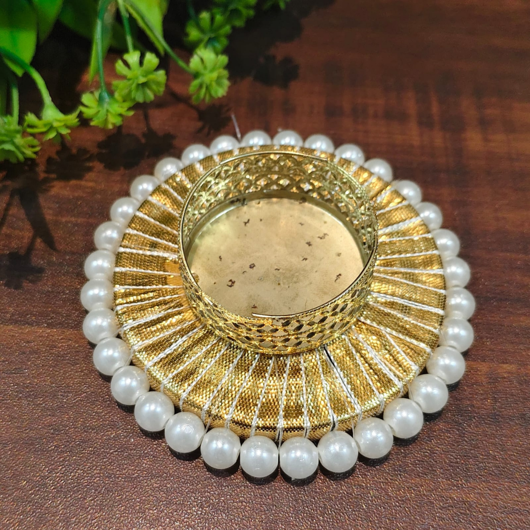 Fancy Diwali Diya with Pearl and Gota Patti - Set of 5 pcs