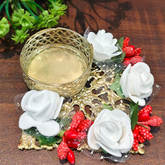 Fancy Diwali Diya - White Rose - Set of 5 pcs