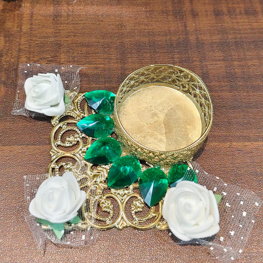 Fancy Diwali Diya - White Rose - Square - Set of 5 pcs
