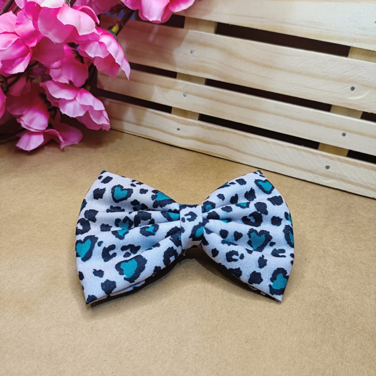 Cotton Printed Bow - Grey Leopard