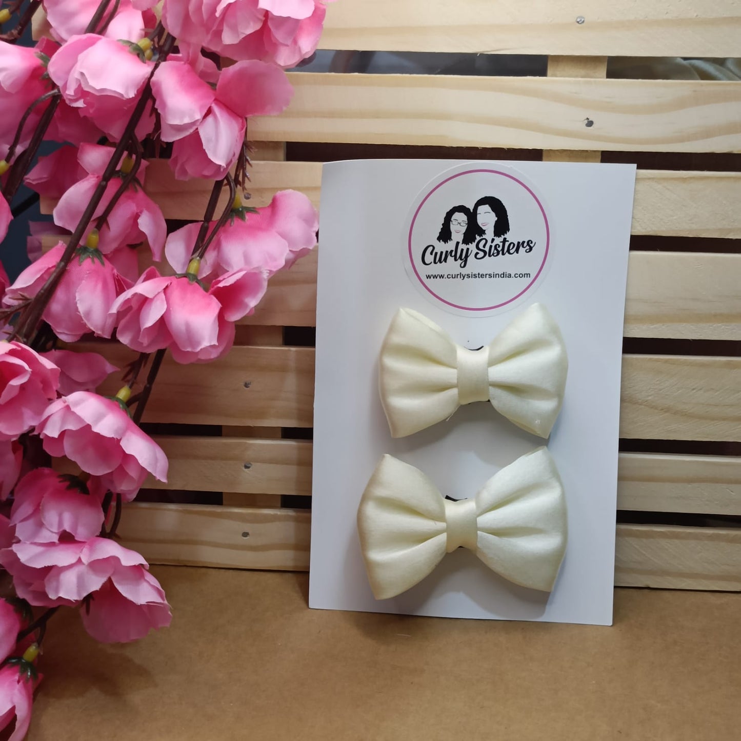 Baby Bow Clips - Cream