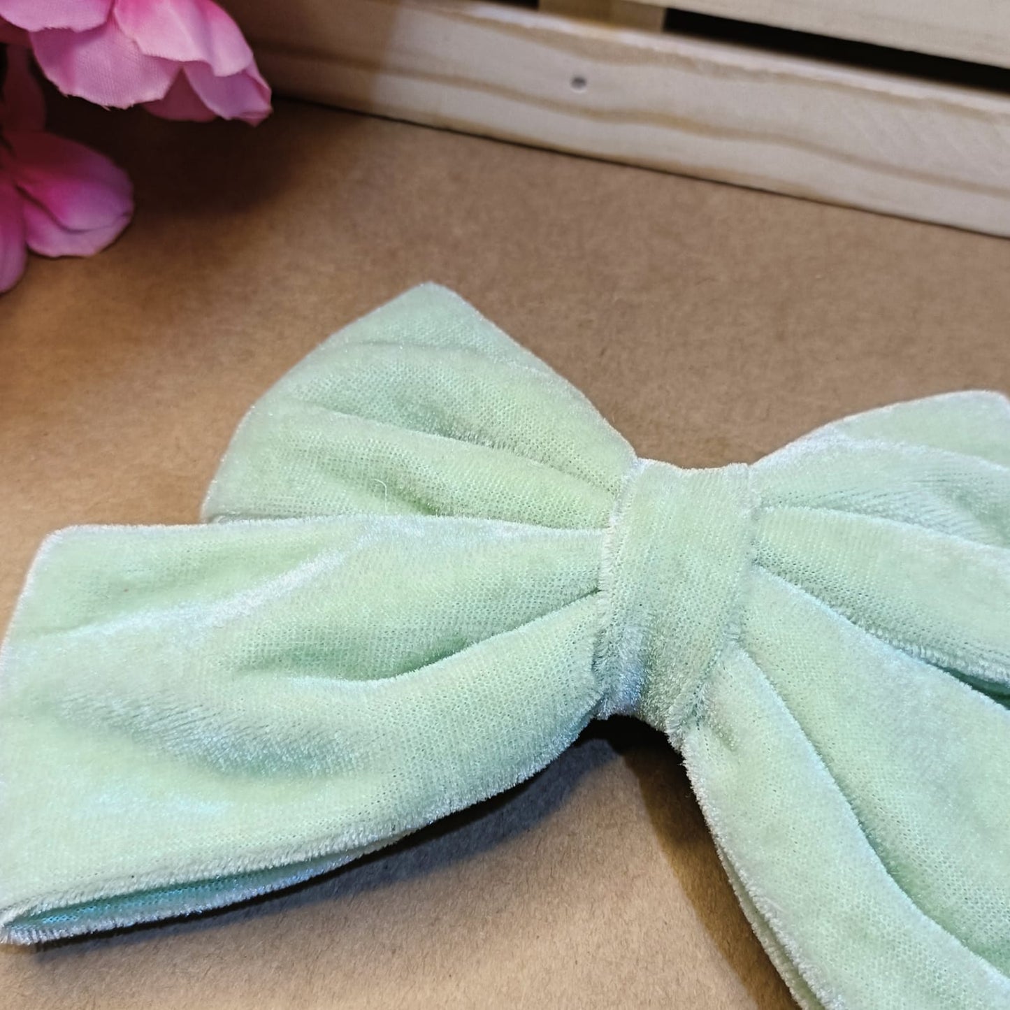 Gaia Dual Velvet Bow - Mint