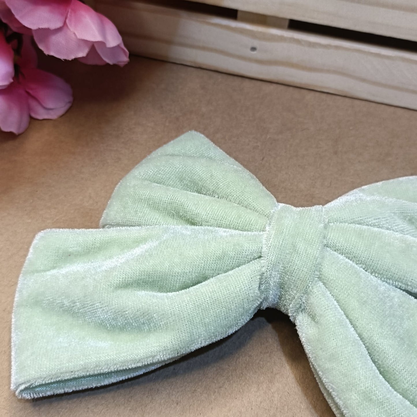 Gaia Dual Velvet Bow - Mint