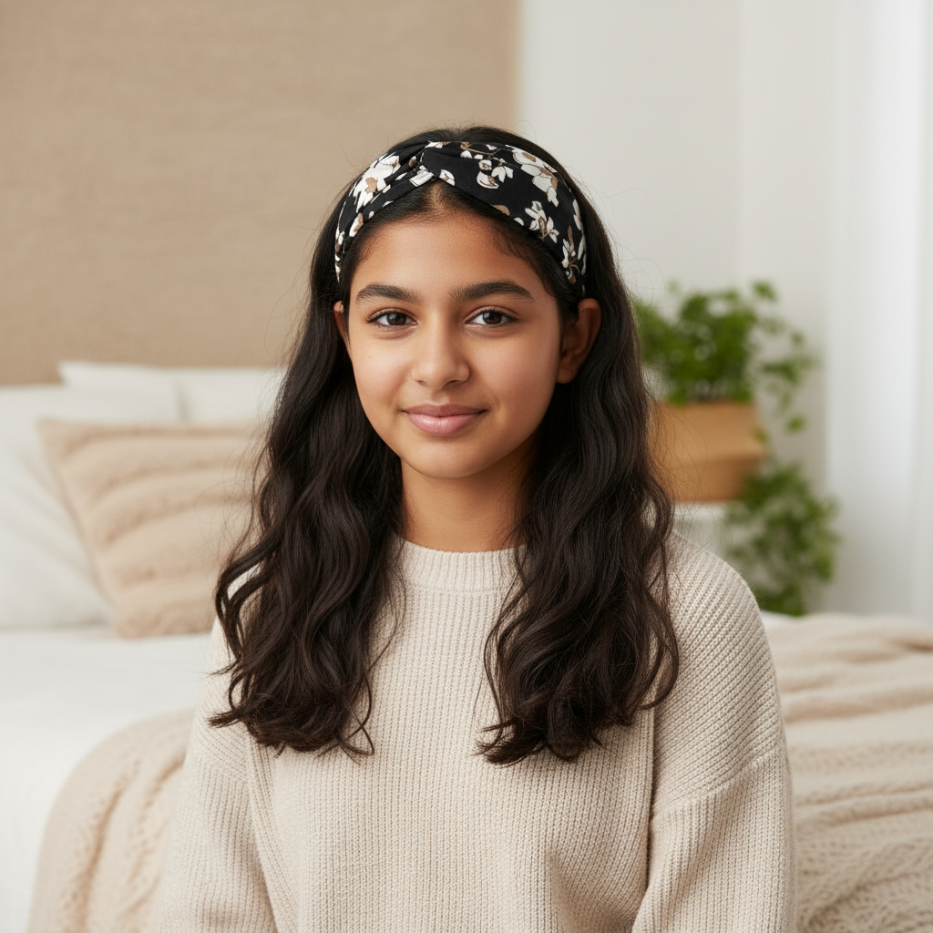 Black Floral Hairband for Women & Girls - 1pc