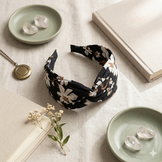 Black Floral Hairband for Women & Girls - 1pc