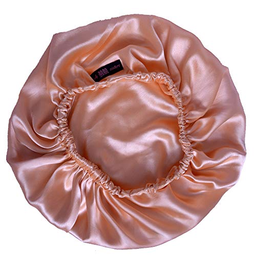 Peach Elasticated Satin Bonnet