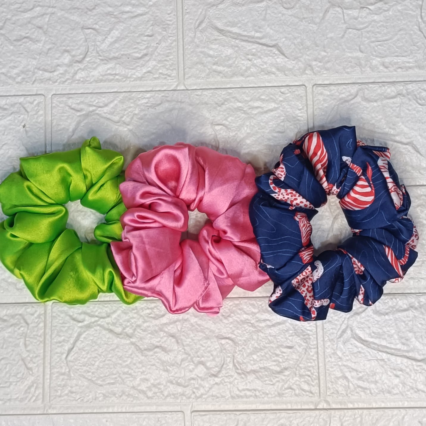 Colour Pop Satin Scrunchies Set of 3