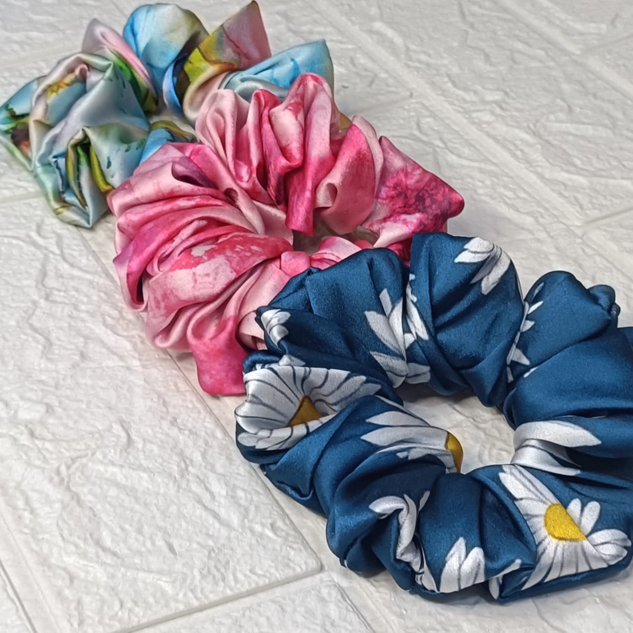 Maya Satin Scrunchies - Set of 3