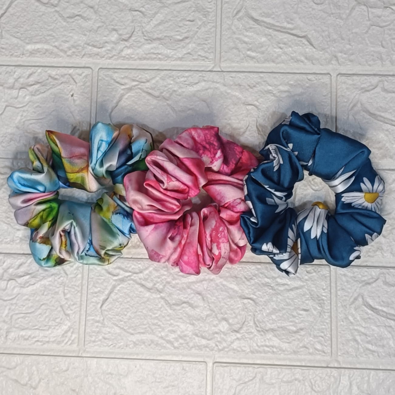 Maya Satin Scrunchies - Set of 3