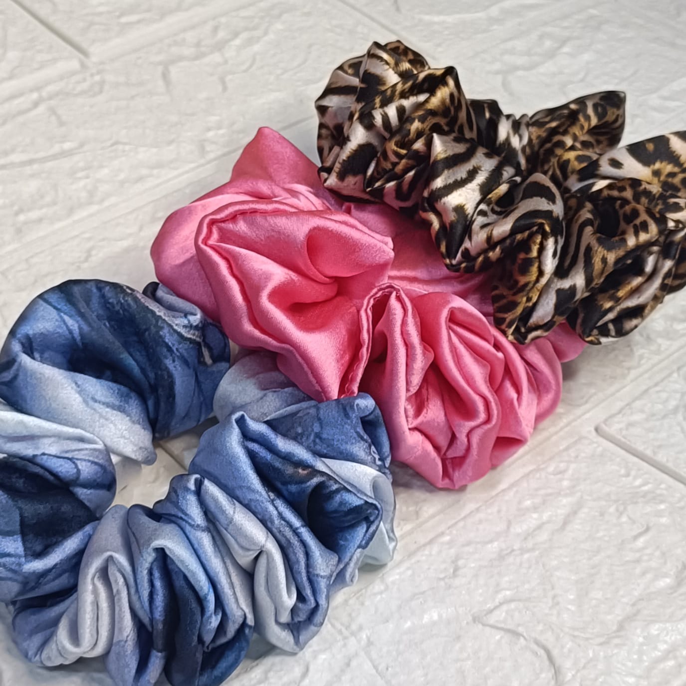 Mrugaya Satin Scrunchies - Set of 3