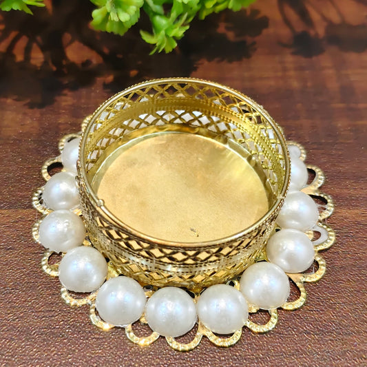 Pearl Diya in Metal - Set of 5 pcs