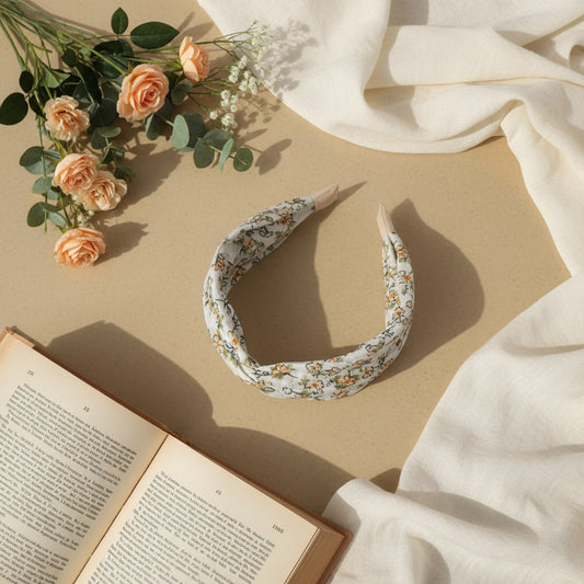 White Floral Print Hairband for Women & Girls - 1pc