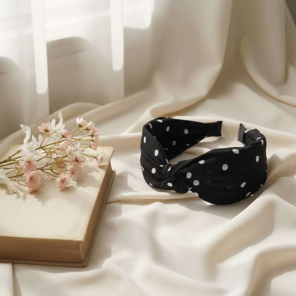 Black and White Polka Dots Hairband  - 1pc