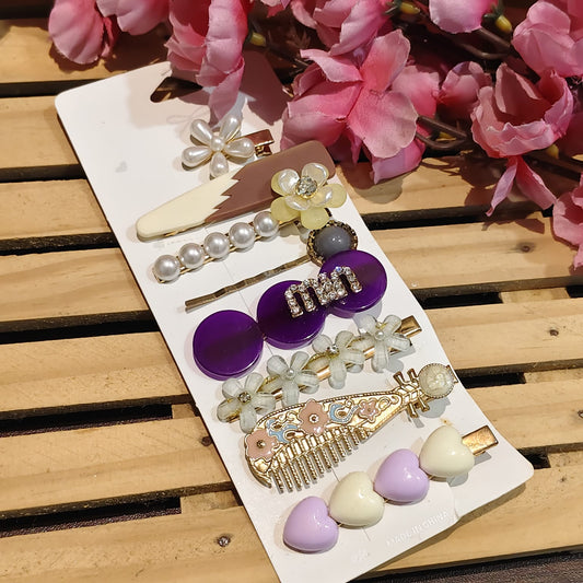 Aesthetic Hair clip For Women & Girls - set of 8