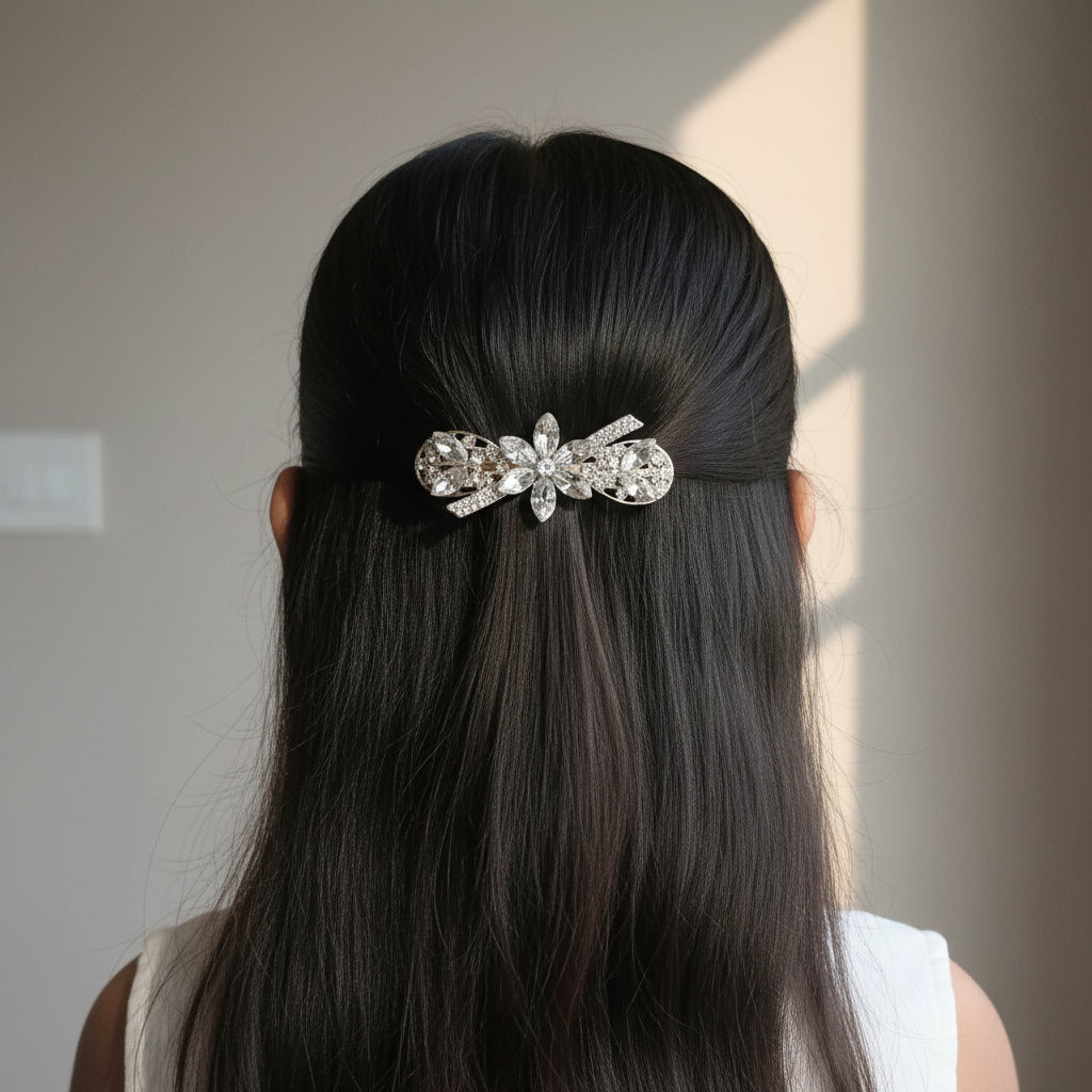 Flower Crystal Hair clip For Women- 1pc