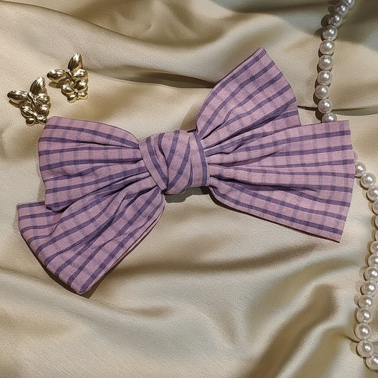 Checks Bow Pink and Blue For Women & Girls  - 1pc