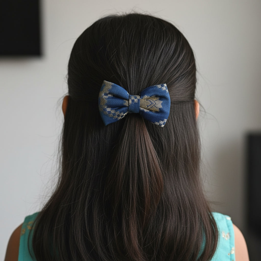 Blue Ethnic Bow For Women - 2pc