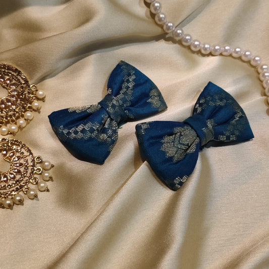 Blue Ethnic Bow For Women - 2pc