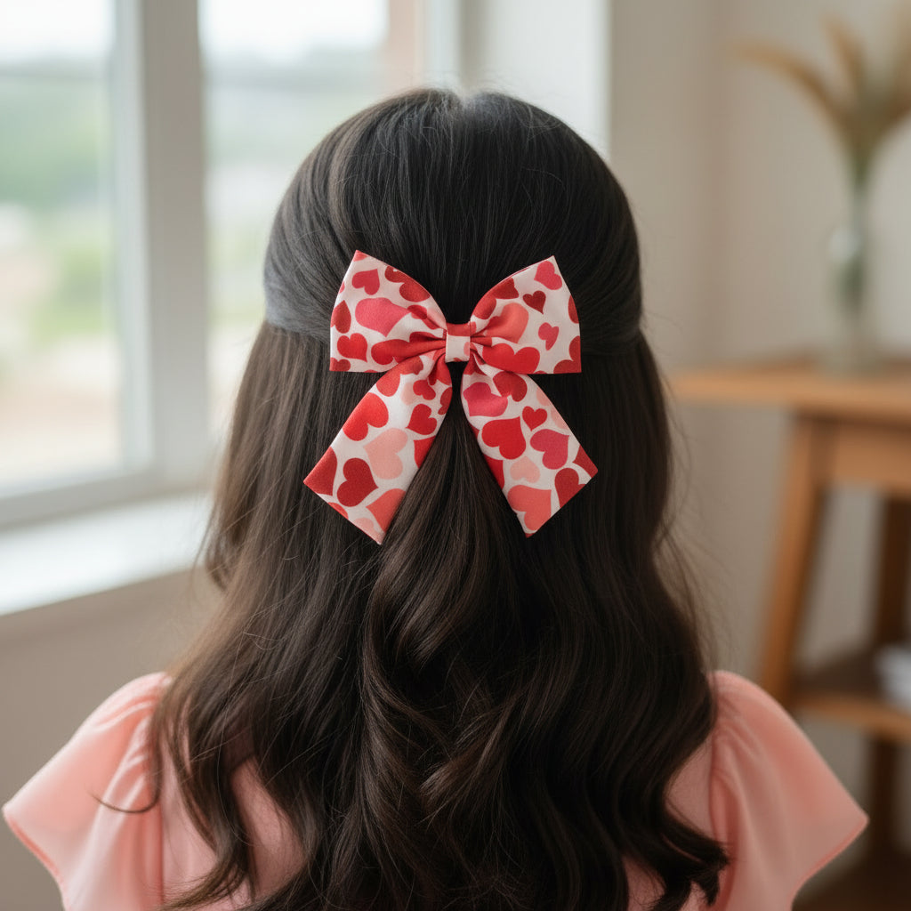 Red Heart Bow For Women & Girls - 1pc