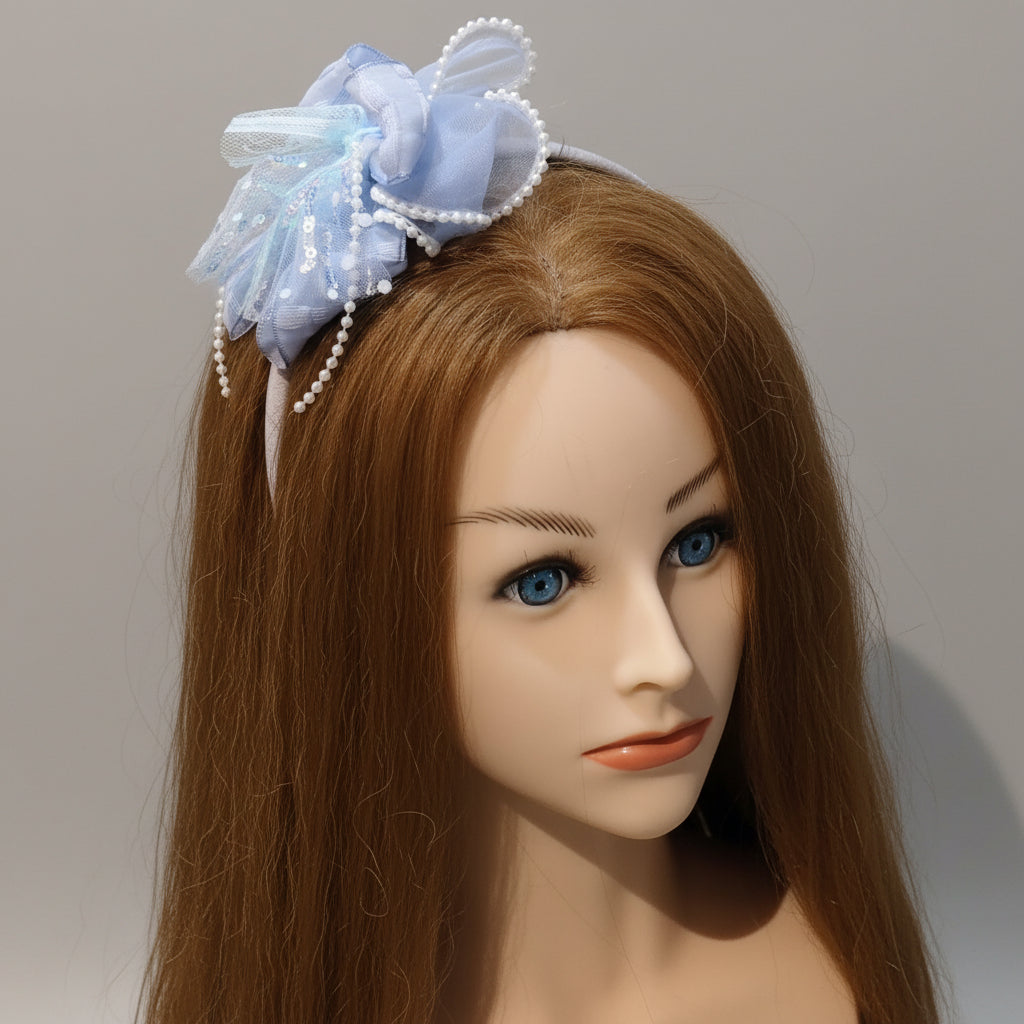 Blue Bow Hair Band For Girls - 1 pc